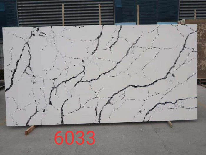 Calacatta white quartz slab surface